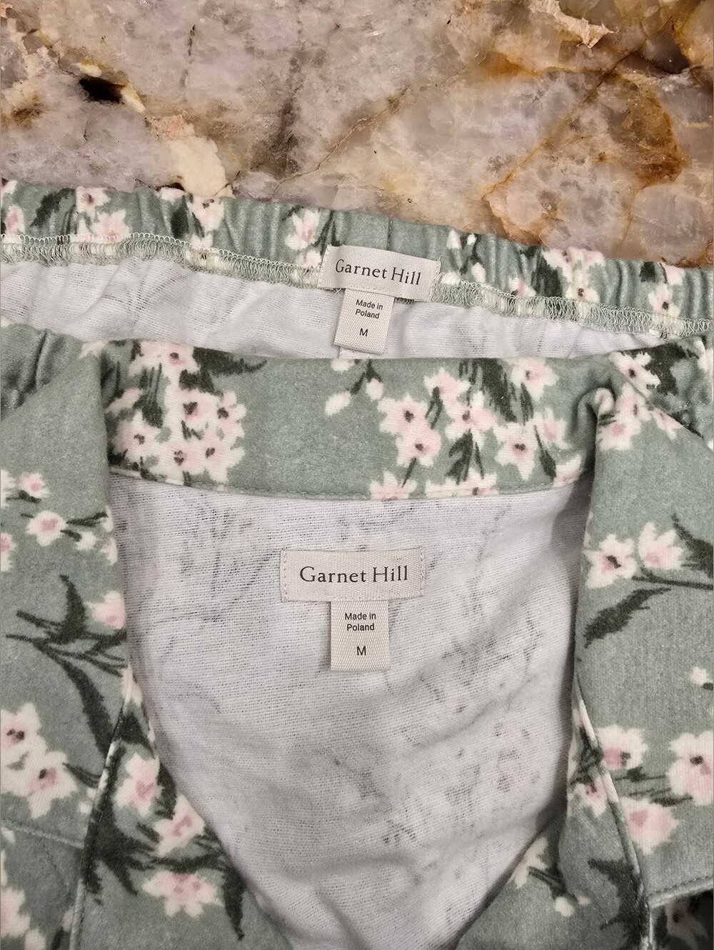 Garnet Hill Organic Cotton Floral Flannel Pajamas Set M Green - Picture 4 of 7